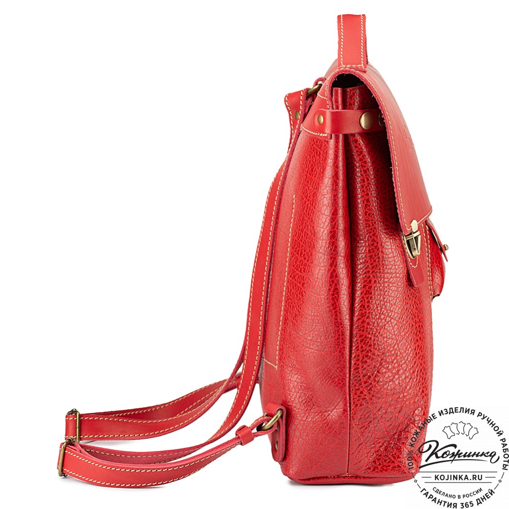 Кожаный рюкзак "Школьник" (красный)