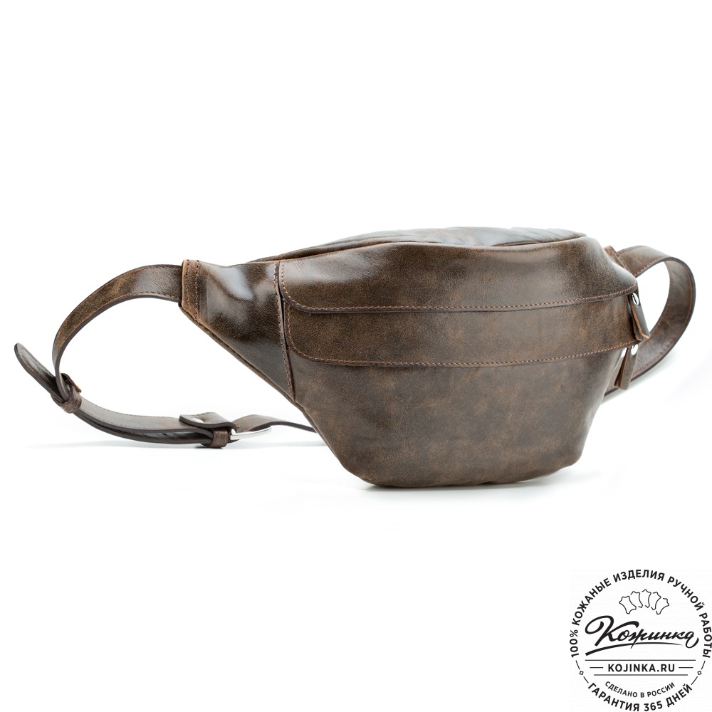 Кожаная сумка на пояс "Камиль" (коричневая наппа) 