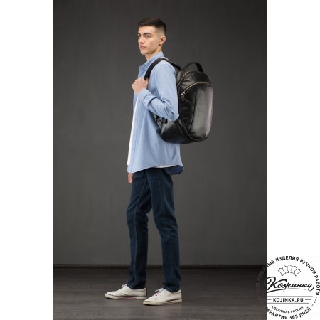 Кожаный рюкзак "Ланселот" (синяя гладкая кожа)