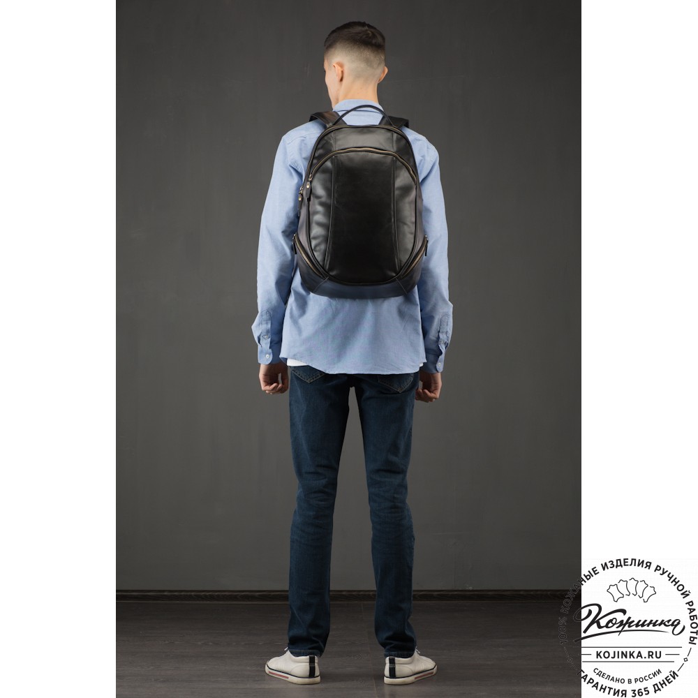 Кожаный рюкзак "Ланселот" (синяя гладкая кожа)