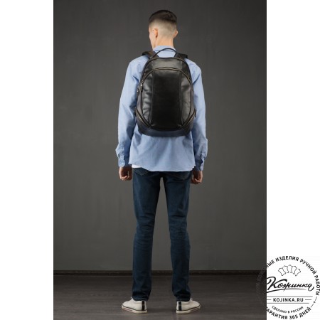 Кожаный рюкзак "Ланселот" (синяя гладкая кожа)