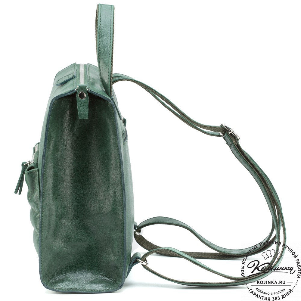 Женский кожаный рюкзак "Скарлетт" (зелёный)