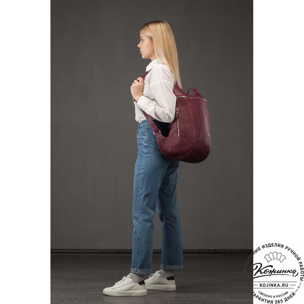 Кожаный рюкзак "Ургант" (бордо)