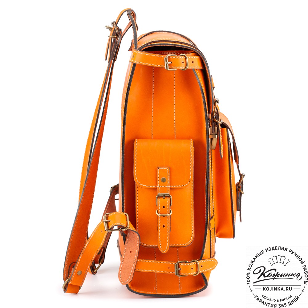 Кожаный ранец "Максимус 3" (оранжевый)