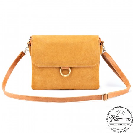Женская сумка из кожи и замши  "Мишель" (рыжая)