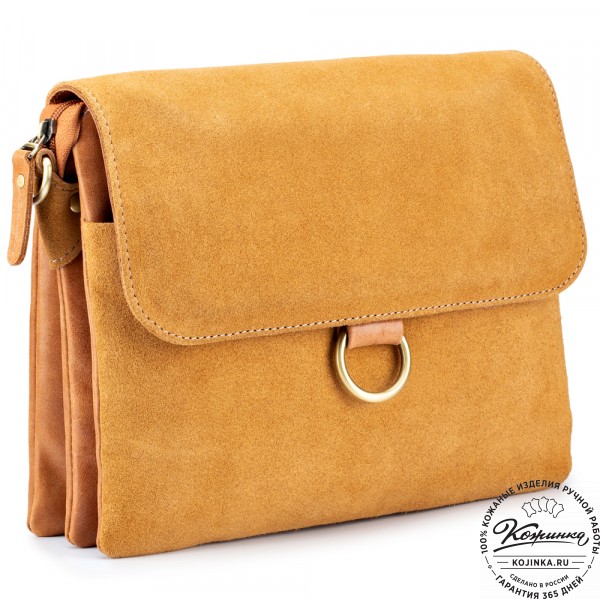 Женская сумка из кожи и замши  "Мишель" (рыжая). фото 1