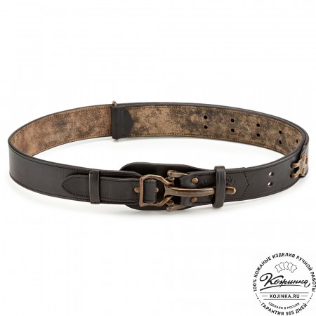 Кожаный мужской ремень "Мустанг" (чёрный)