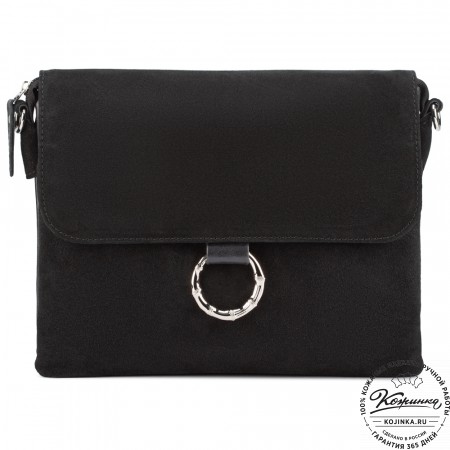 Женская сумка из кожи и замши  "Мишель" (чёрная)