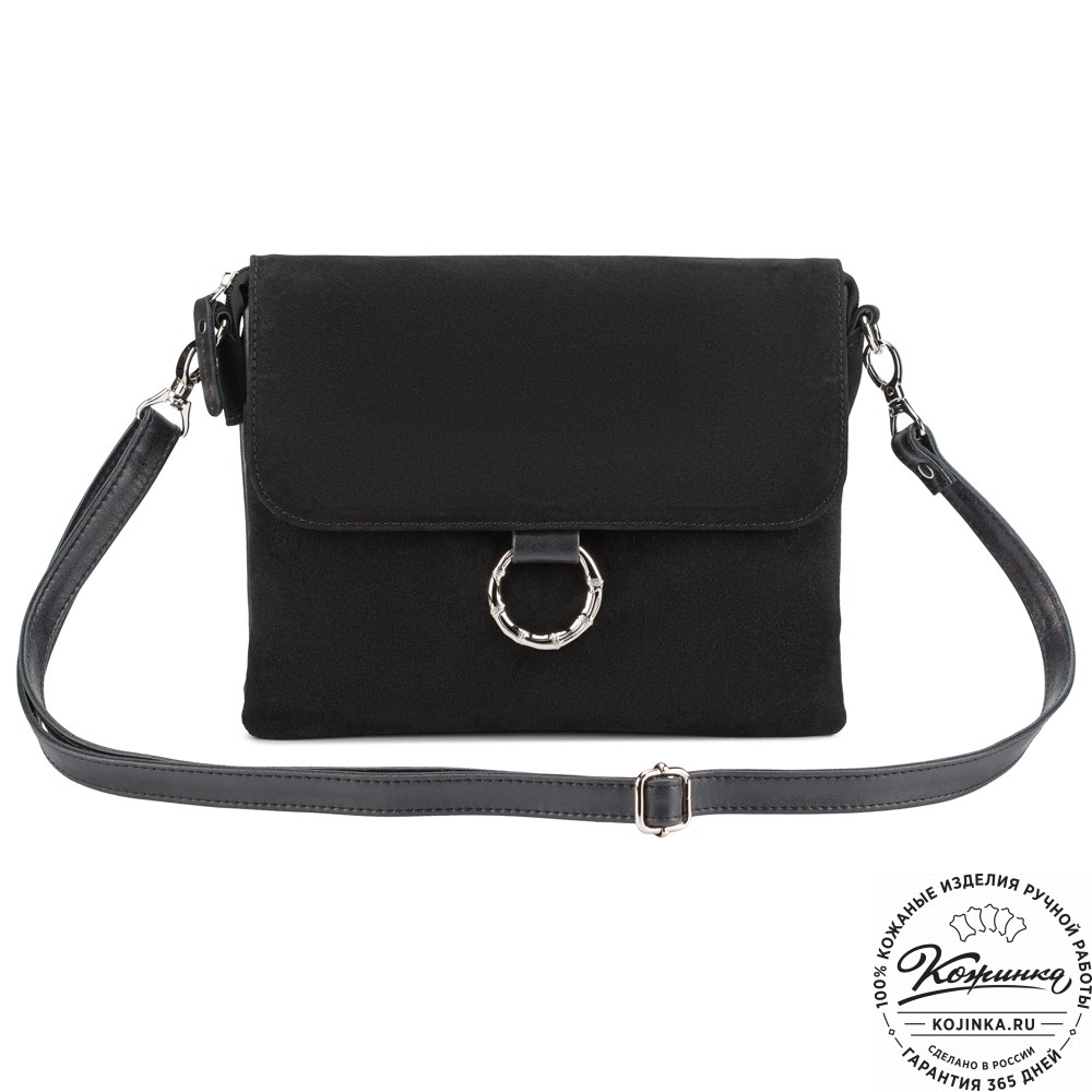Женская сумка из кожи и замши  "Мишель" (чёрная)