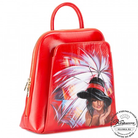 Женский кожаный рюкзак "Джорджия"  "В городе дождей" 