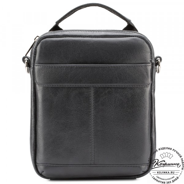 Мужская кожаная сумка "Вальтер" (чёрная). фото 1