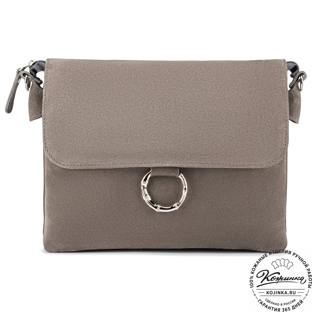 Женская сумка из кожи и замши "Мишель" (серая)