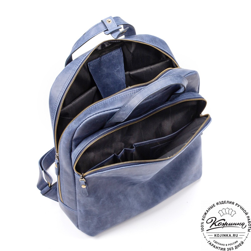 Кожаный рюкзак "Артур" (синий крейзи)