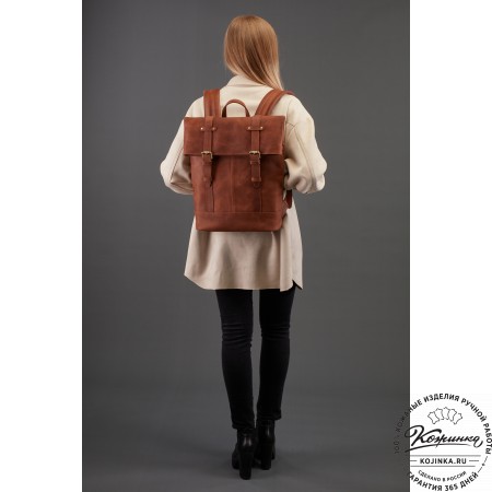 Кожаный рюкзак "Бэнжамин" (синий перламутр)