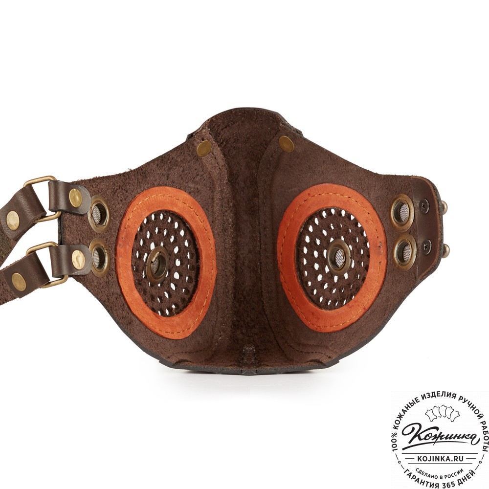 Кожаная маска Раптор (коричневая)