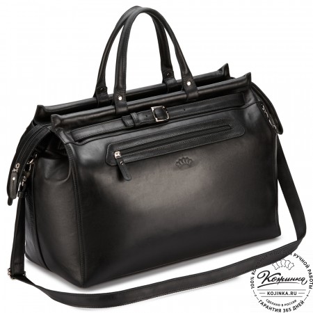 Кожаный дорожный саквояж "Сальери" (чёрный)