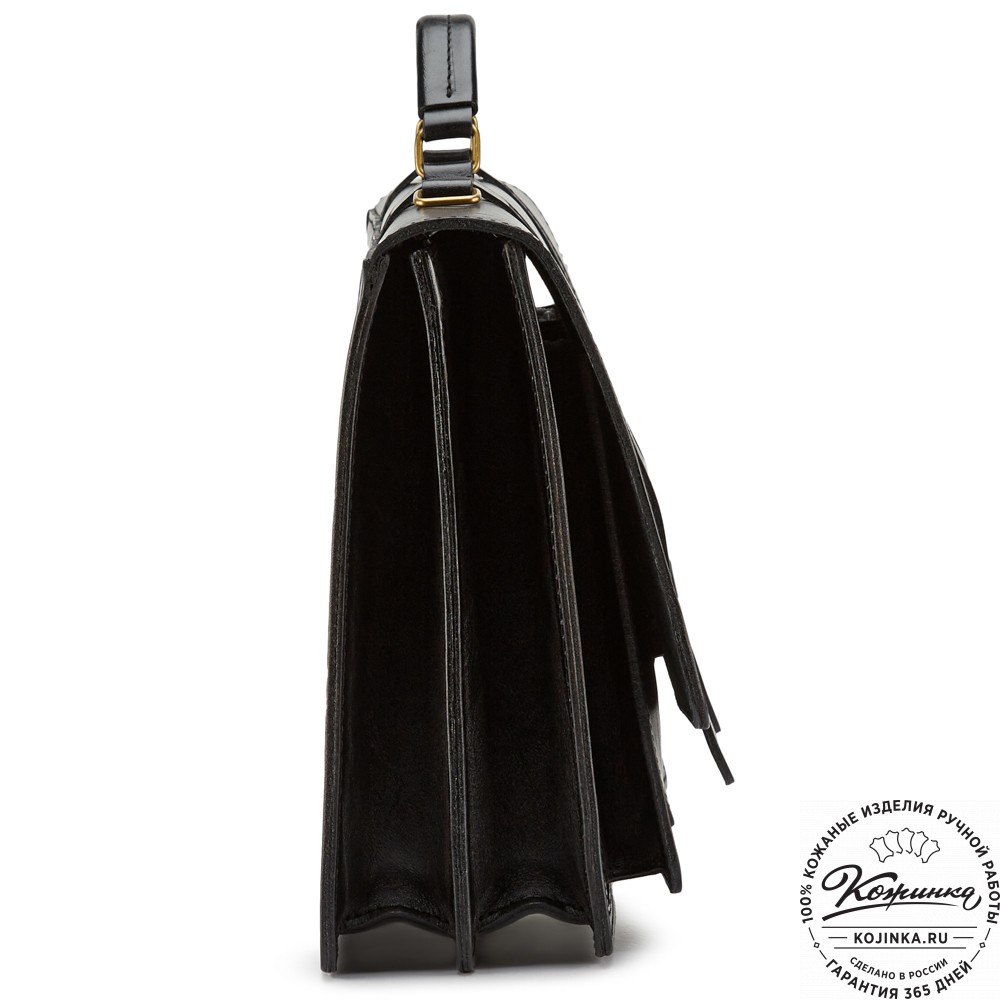 Деловой кожаный портфель "Сингл-Нью" (чёрный)