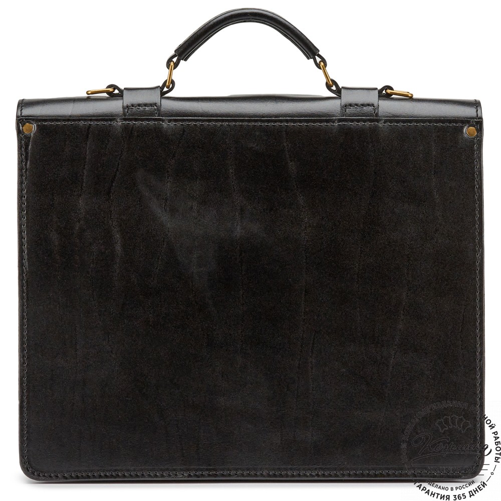 Деловой кожаный портфель "Сингл-Нью" (чёрный)