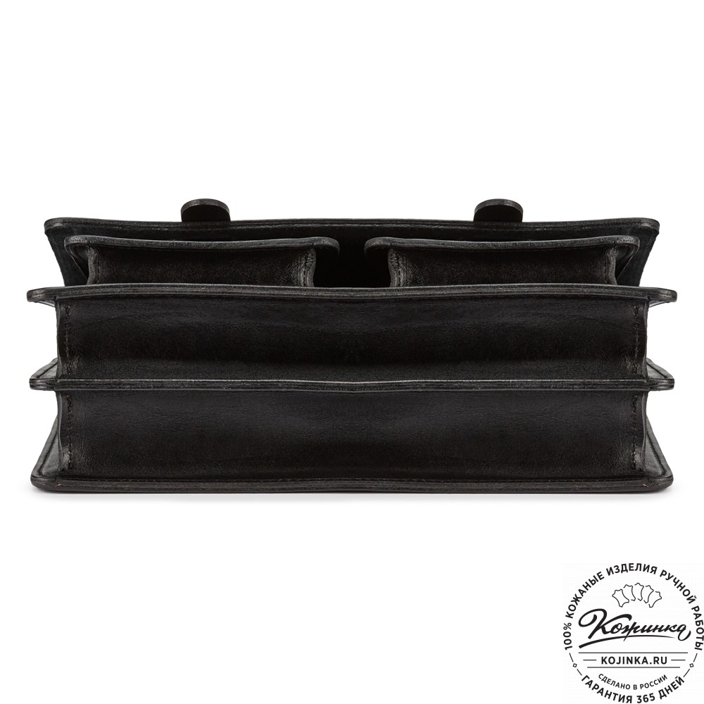 Деловой кожаный портфель "Сингл-Нью" (чёрный)