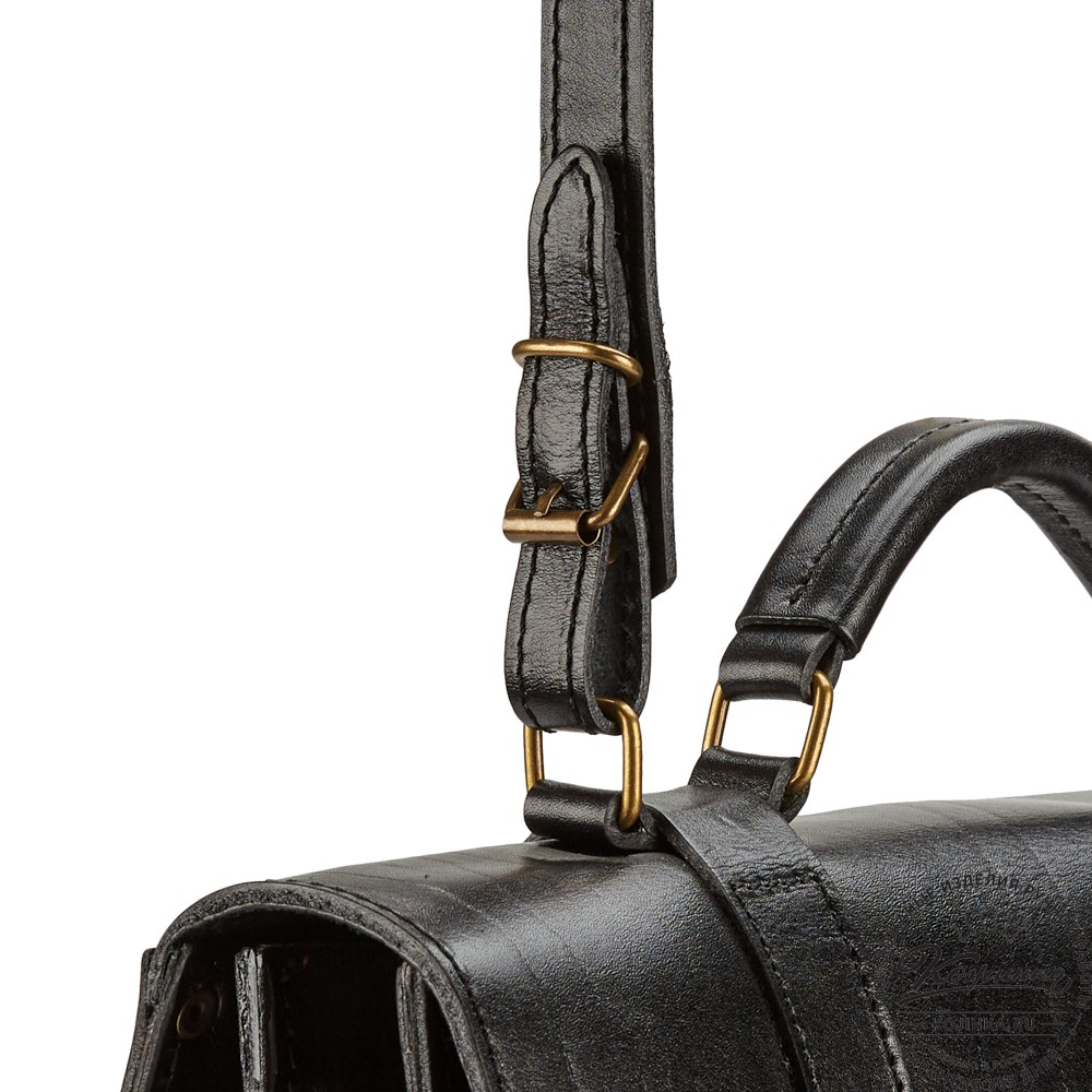 Деловой кожаный портфель "Сингл-Нью" (чёрный)