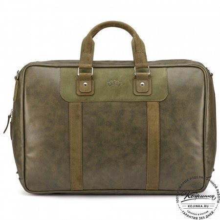 Кожаная дорожная сумка "Ирландия" (хаки гладкая кожа)