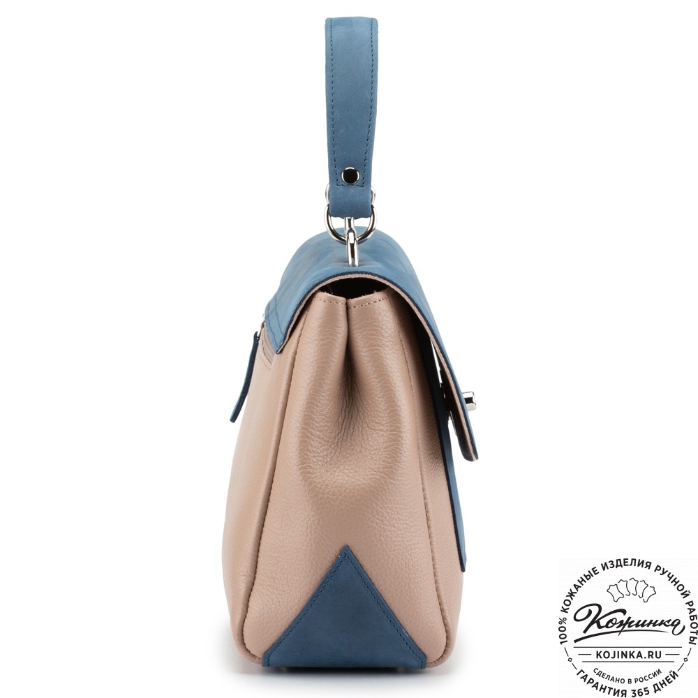 Женская кожаная сумка "Эстель" (пудра-аква)