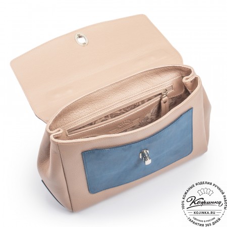 Женская кожаная сумка "Эстель" (пудра-аква)