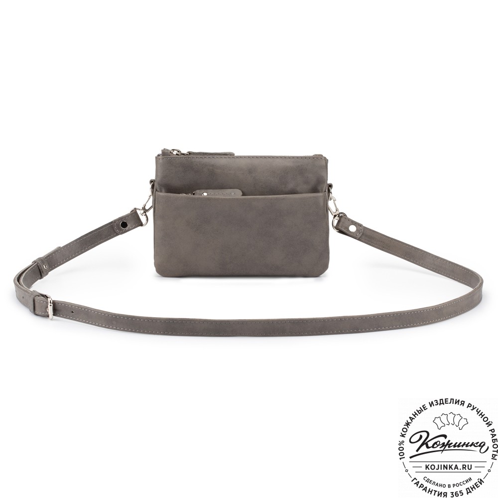 Женская кожаная сумка "Хельга" (серая гладкая кожа)