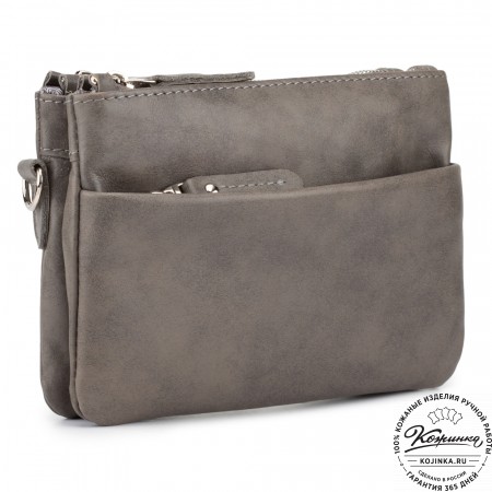 Женская кожаная сумка "Хельга" (серая гладкая кожа)