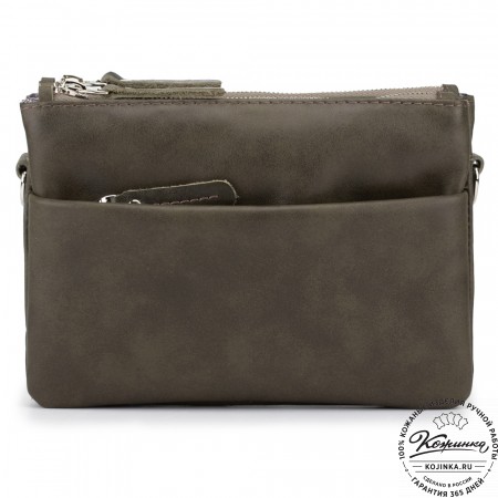 Женская кожаная сумка "Хельга" (хаки гладкая кожа)