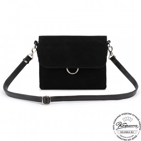 Женская сумка из кожи и замши  "Мишель мини" (чёрная)