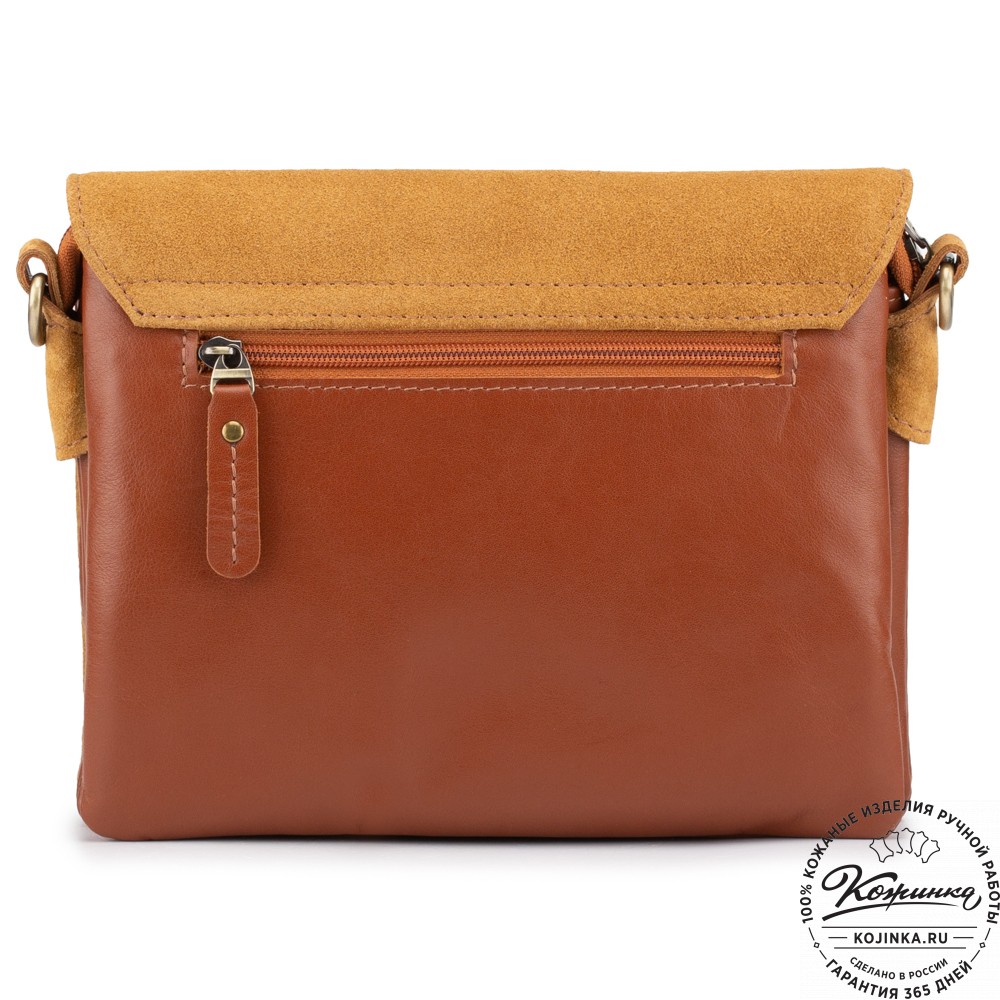 Женская сумка из кожи и замши  "Мишель мини" (рыжая)