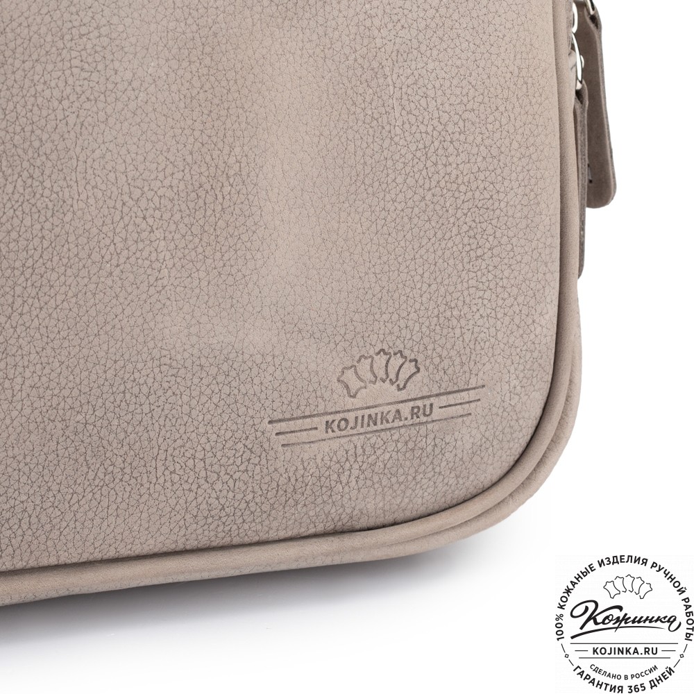 Деловая кожаная сумка "Рудольф" (серый крейзи фактура)