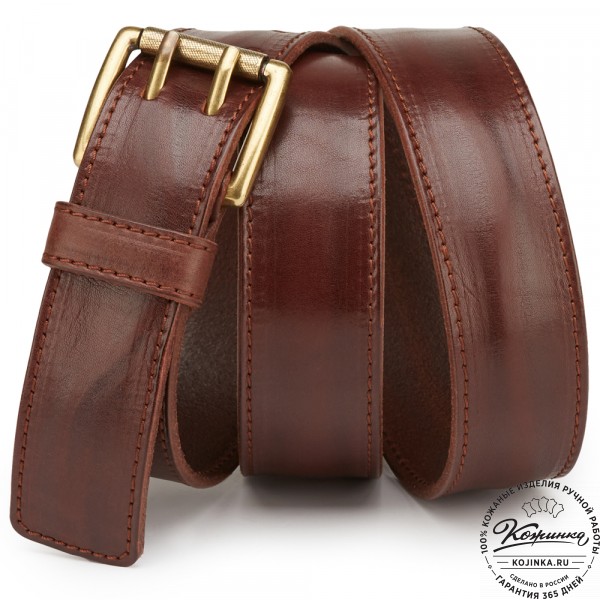 Кожаный ремень "Чарльз" (коньяк). фото 1