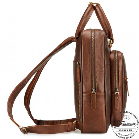 Кожаный рюкзак "Касандра" (светло-коричневый с тёмно-коричневым)