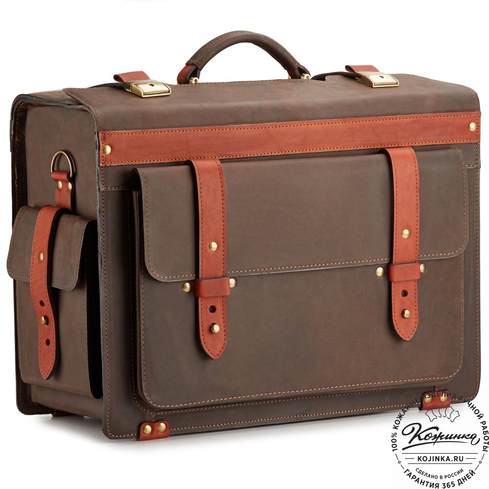 Кожаный портфель-кофр "Корлеоне" (коричневый крейзи)