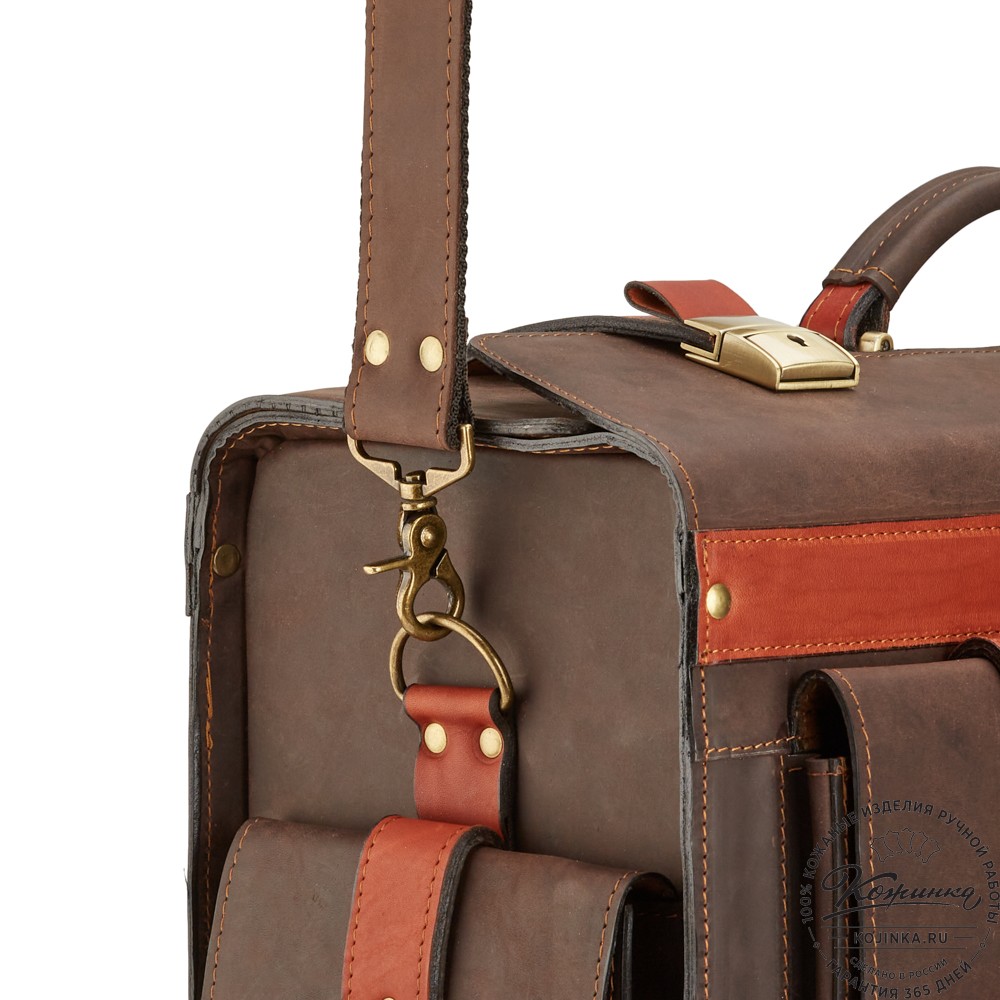 Кожаный портфель-кофр "Корлеоне" (коричневый крейзи)