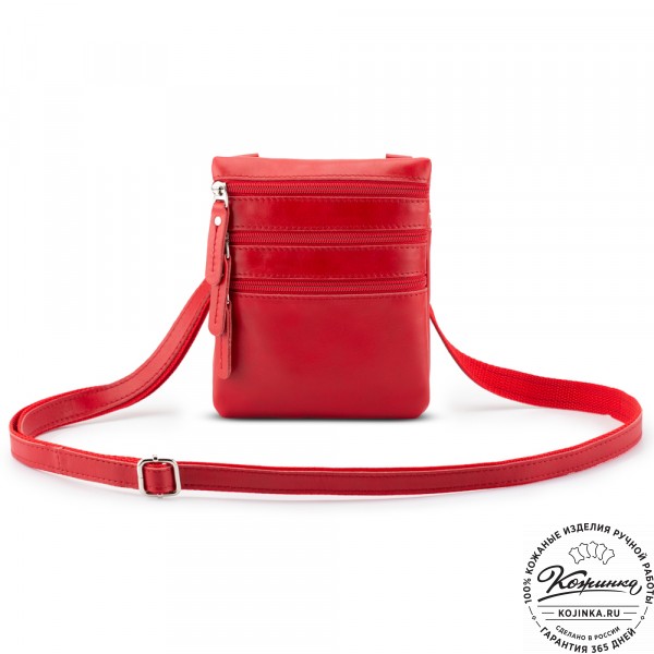 Кожаная сумка "Аллен макси" (красная). фото 1