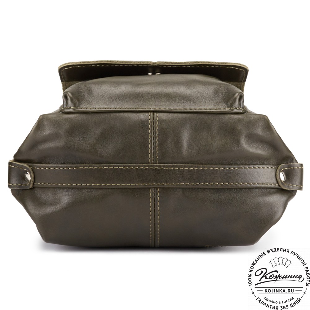 Женская кожаная сумка-рюкзак "Ника" (хаки гладкая кожа)