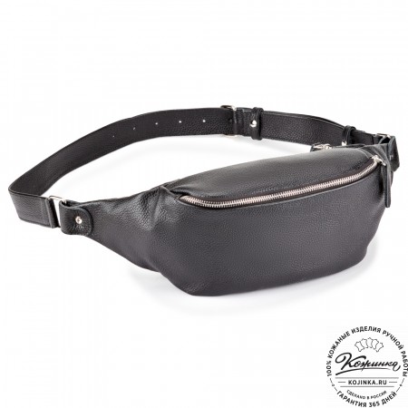 Кожаная сумка на пояс "Шерман" (чёрная) 