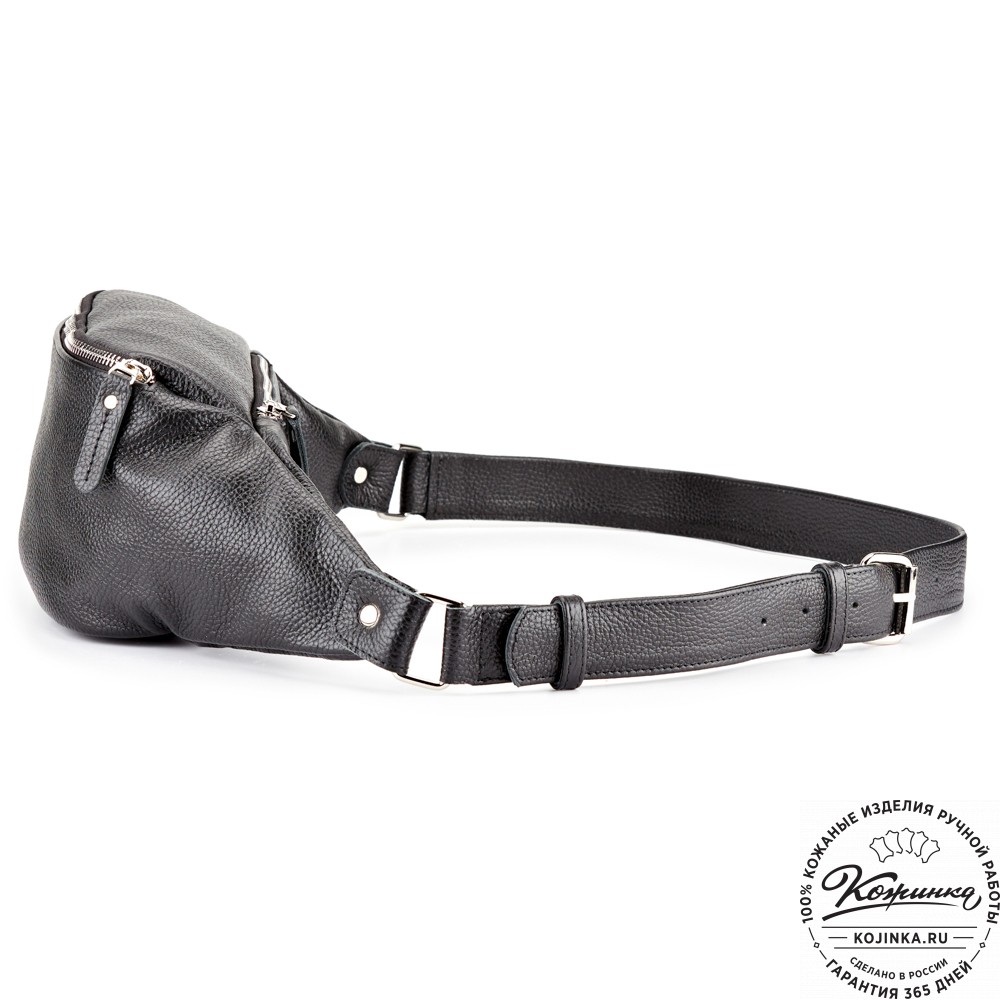 Кожаная сумка на пояс "Шерман" (чёрная) 