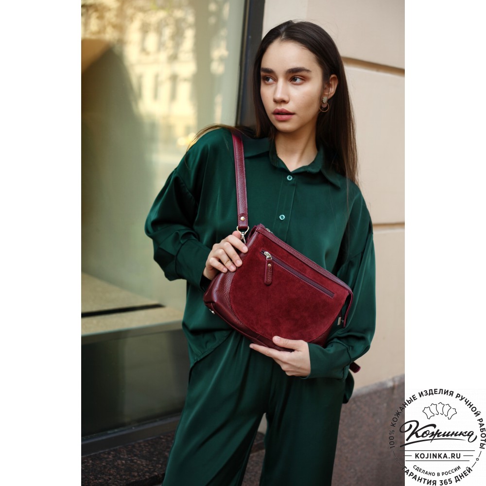 Женская кожаная сумка "Валери" (бордо)