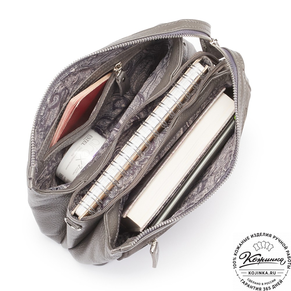 Женская кожаная сумка "Валери" (серая)