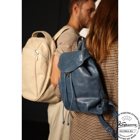  Женский кожаный рюкзак "Паулина" (серый)