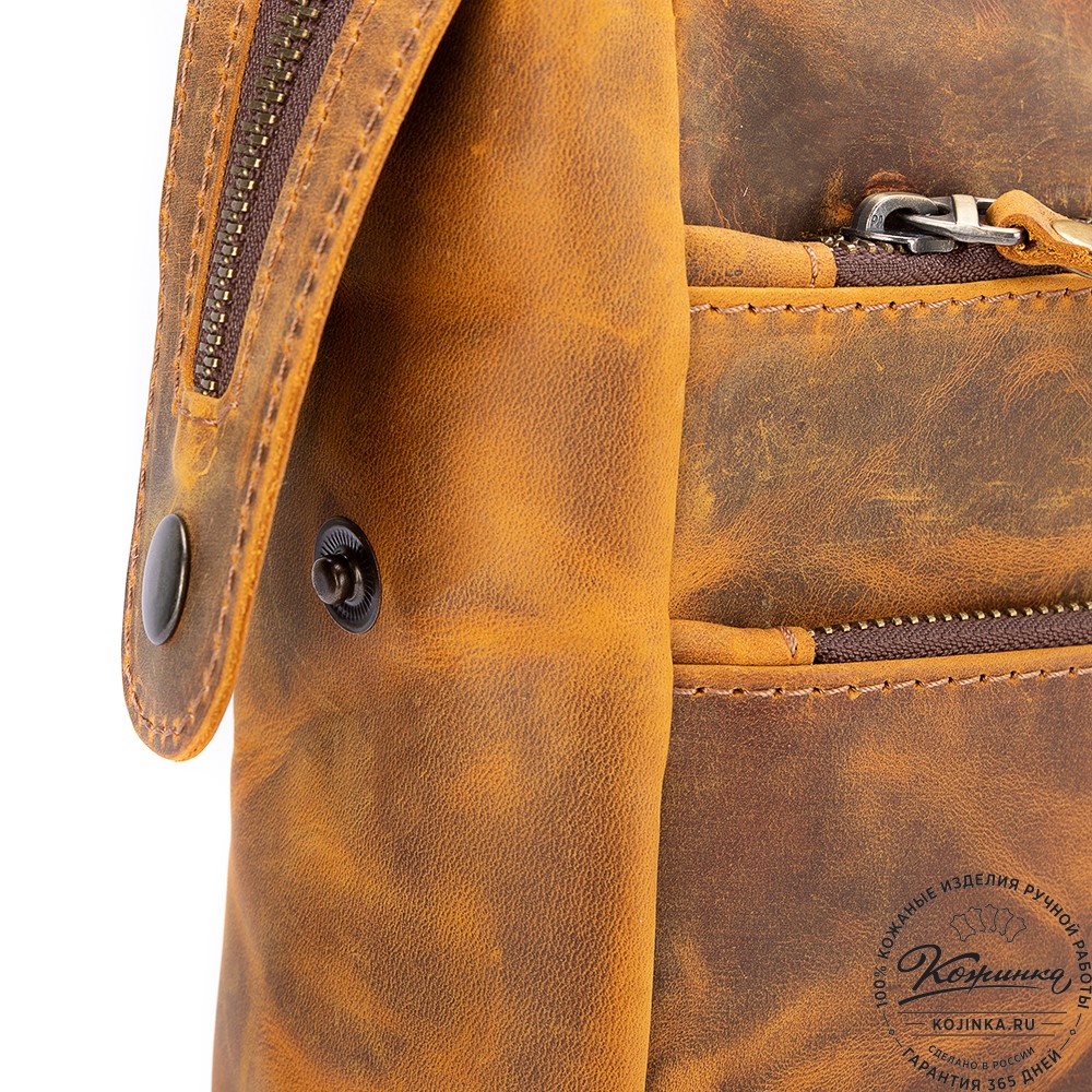 Кожаная деловая сумка "Гранд" (рыжий крейзи)