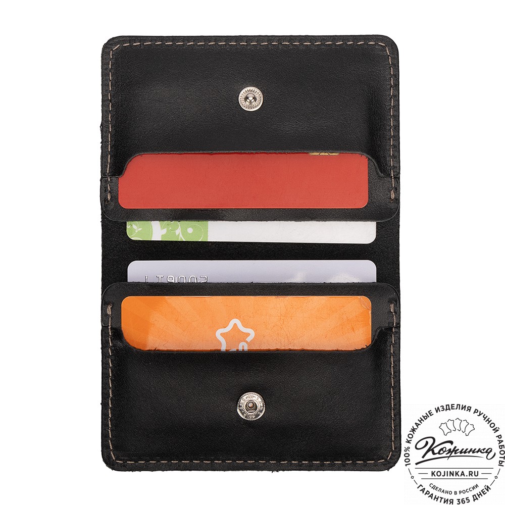 Кожаный картхолдер "Гретта NEW" (чёрный) 