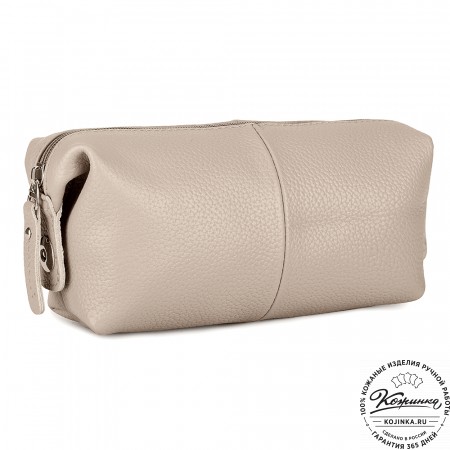 Кожаная косметичка "Бамбина" (пудра)