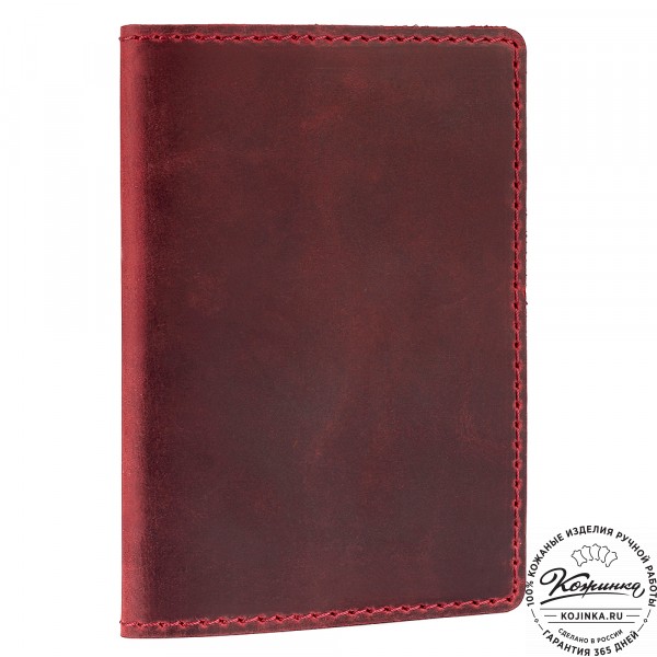 Кожаная обложка на паспорт "Будапешт" (красный крейзи). фото 1