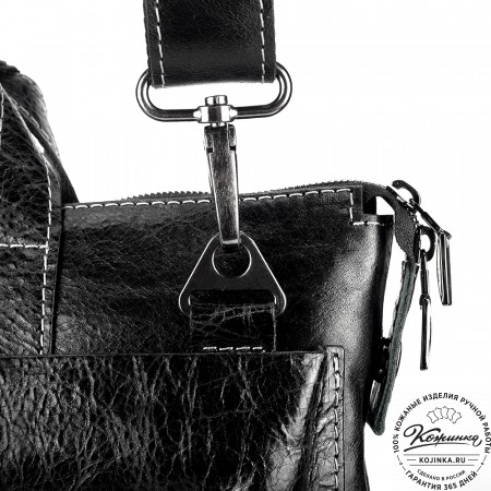 Кожаная деловая сумка "Стюарт" (глянец чёрный)