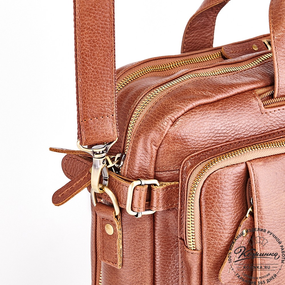 Кожаная сумка-рюкзак "Бигмэн" (светло-коричневая)